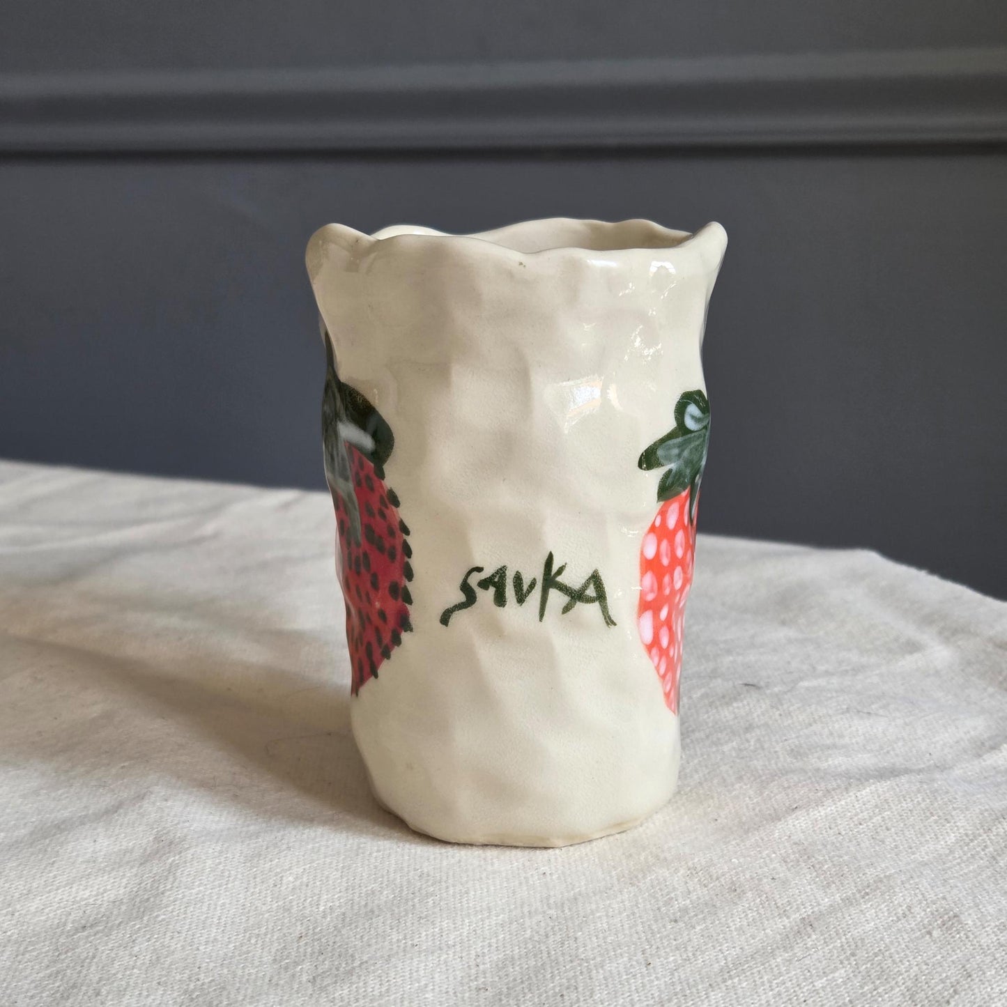 Coil-built Mug - Strawberry Portrait