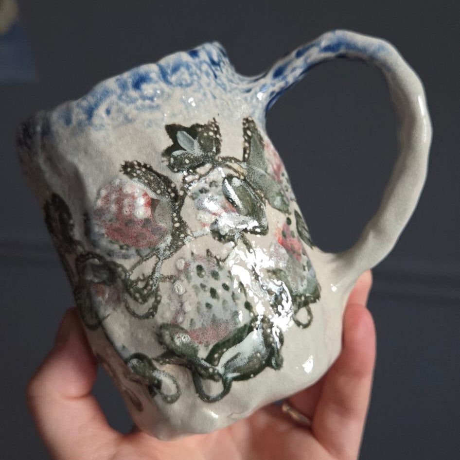 Coil-built Soda-Fired Mug - Strawberry Season i
