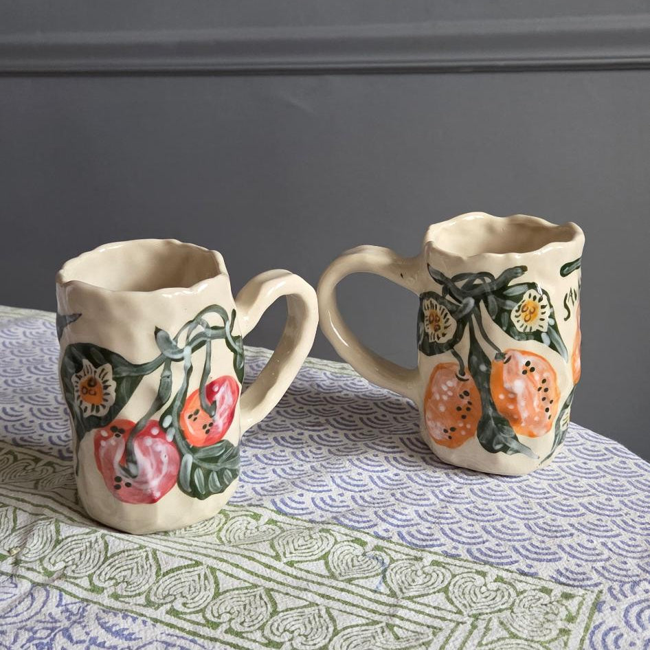 Coil-built Mug - Cherry and Clementine Season