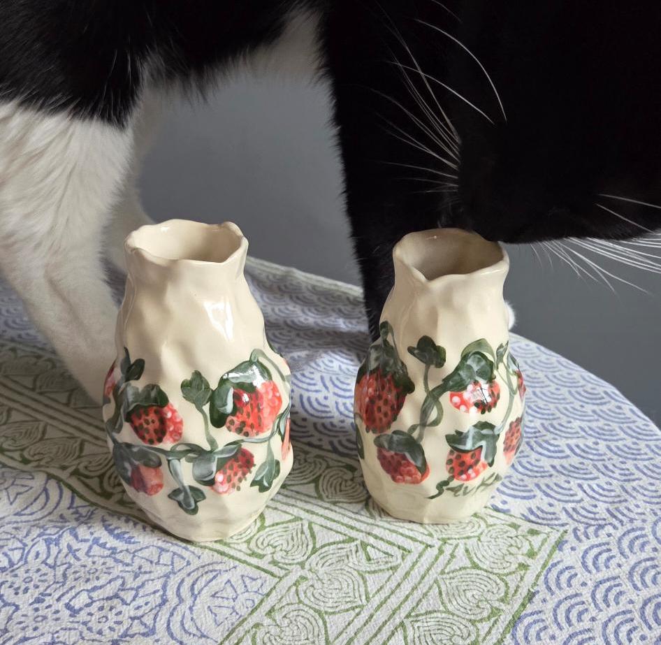 Coil Built Bud Vases - Strawberry Season