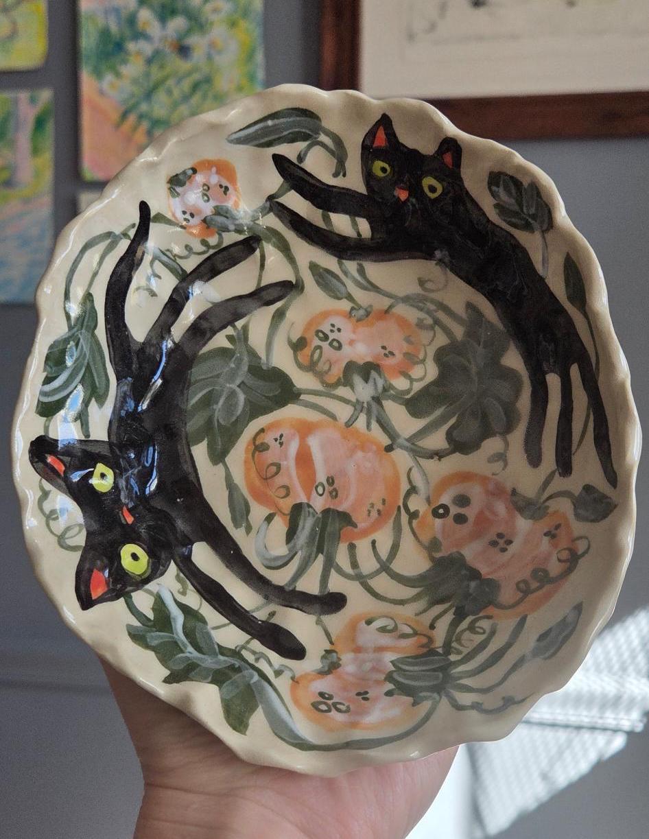 Wonky Bowl - Kitty Pumpkin Season