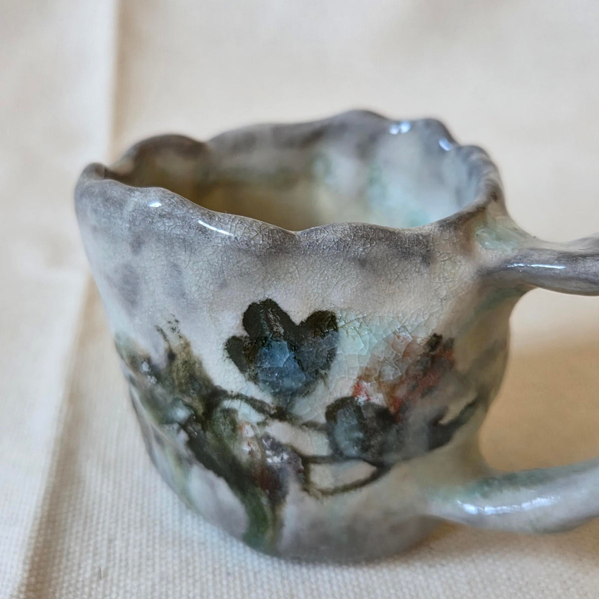 Coil-built Tiny Mug - Woodfired / Soda - Strawberry Season
