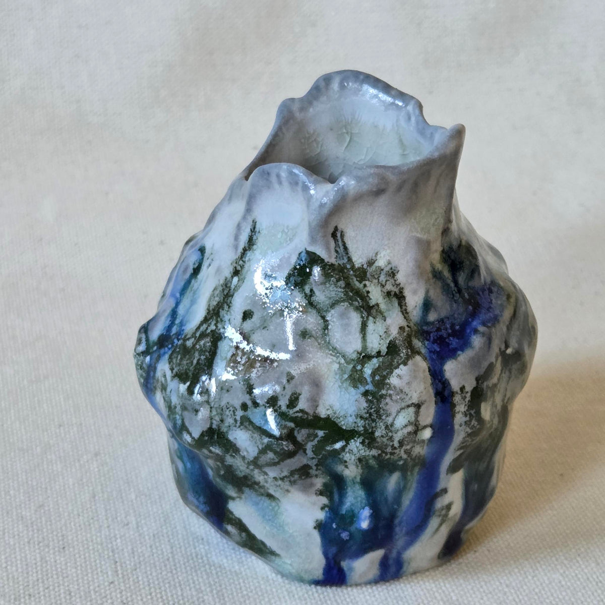Coil-built Bud Vase - Woodfired / Soda - Blackberry Season i