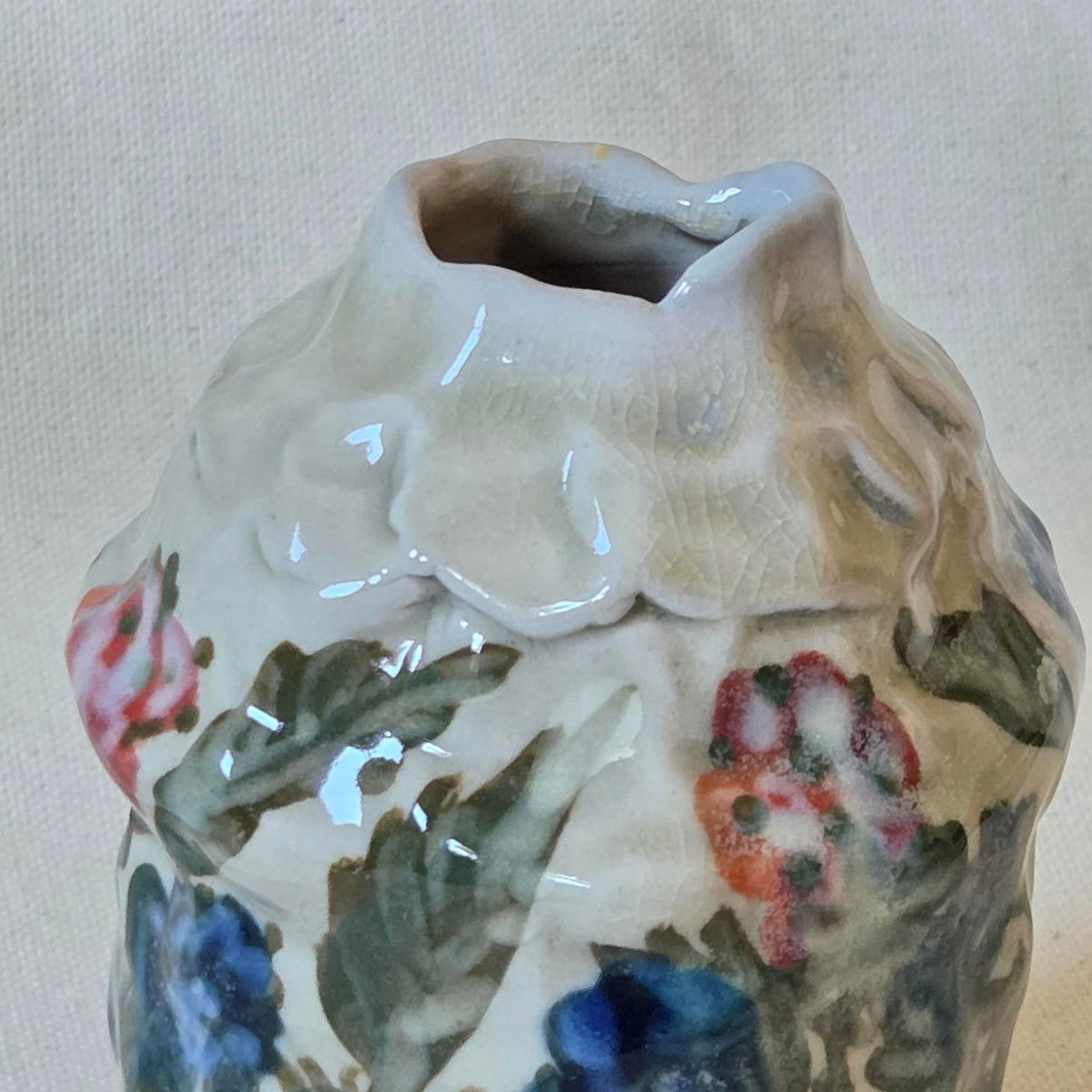 Coil-built Bud Vase - Woodfired / Soda - Blackberry Season ii