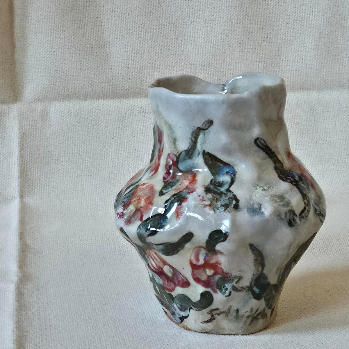 Coil-built Bud Vase - Woodfired / Soda - Pansy Season i