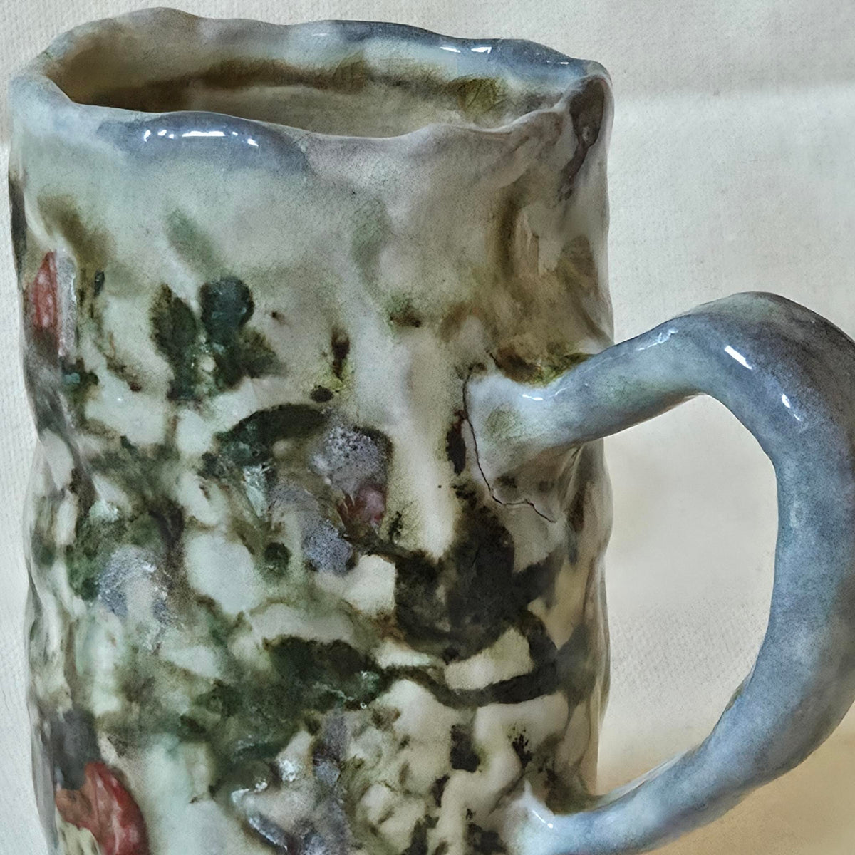 SECONDS - Coil-built Mug - Woodfired / Soda - Strawberry Season iii