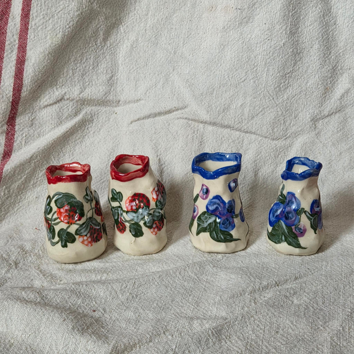 Coilbuilt Bud Vases - Strawberry Blueberry