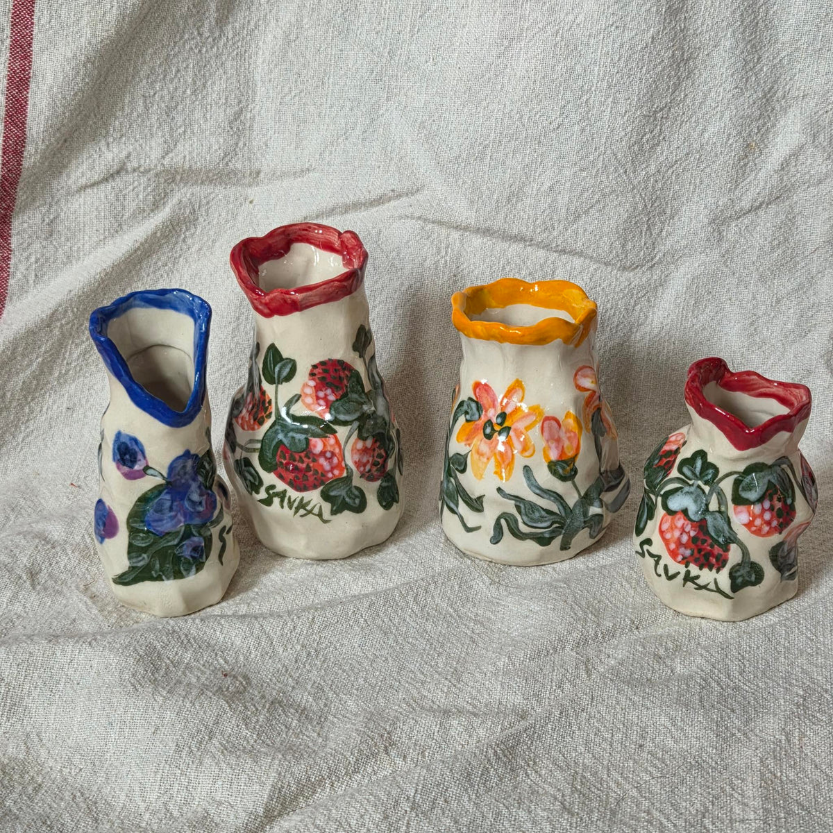 Coilbuilt Bud Vases - Strawberry Blueberry Lily