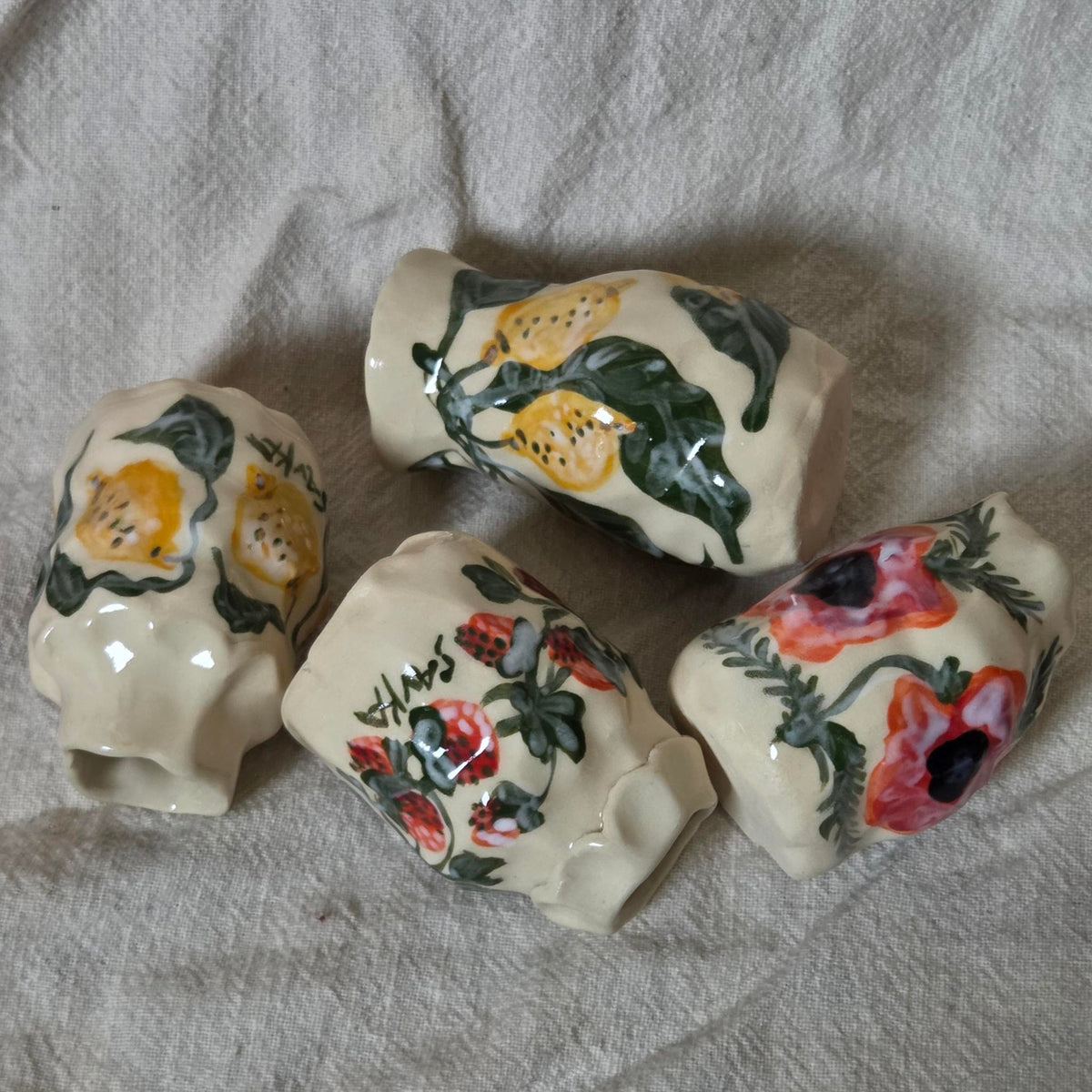 Coilbuilt Bud Vases - Strawberry Lemon Poppy