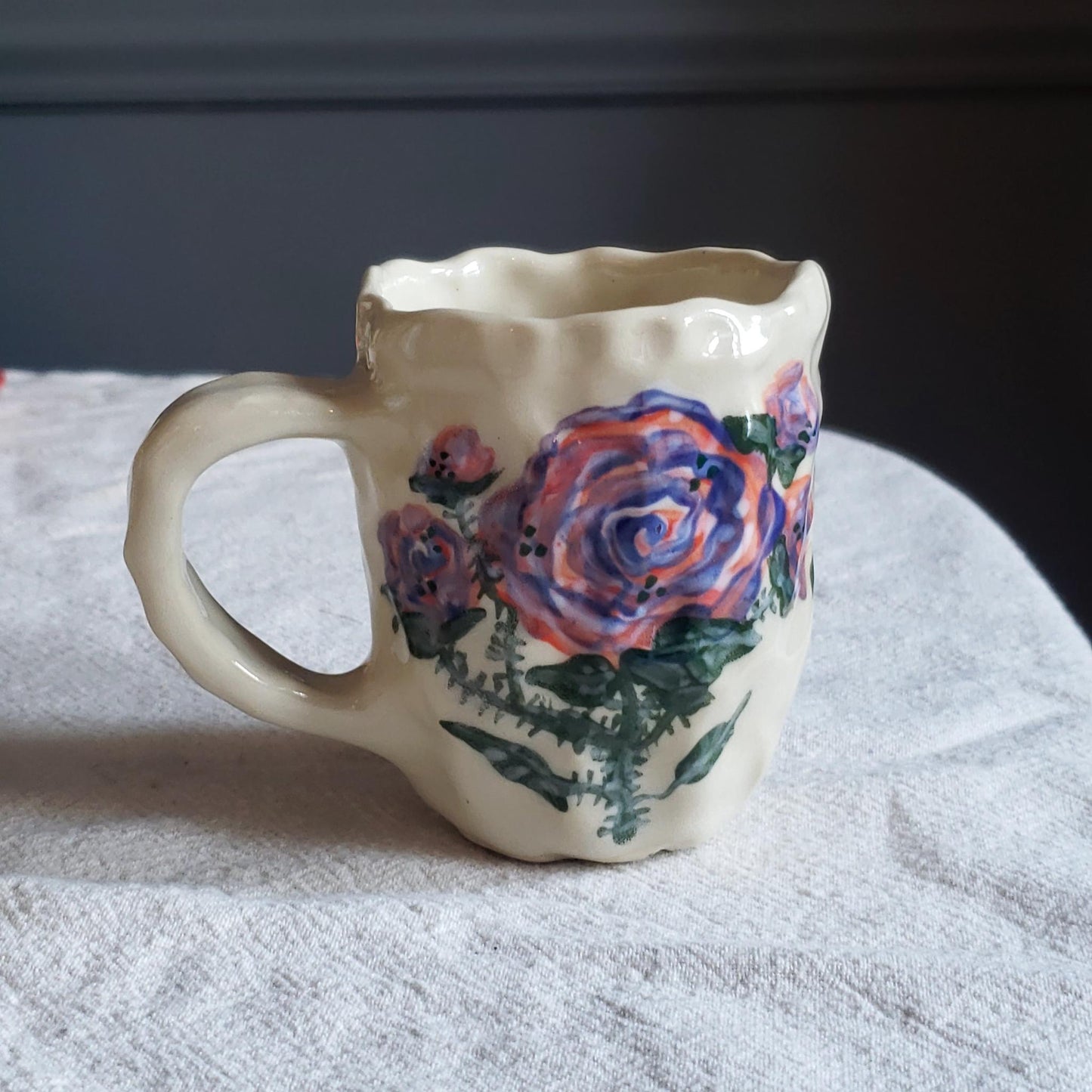 Coil-built Mug - Pink Purple Rose Portrait