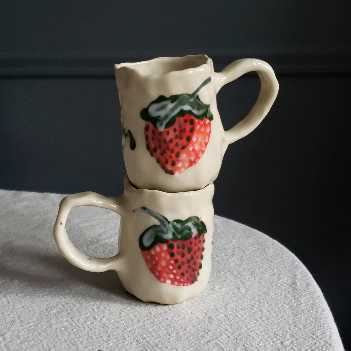 2 oz. Coil-built Espresso Mug Set - Strawberry Portrait