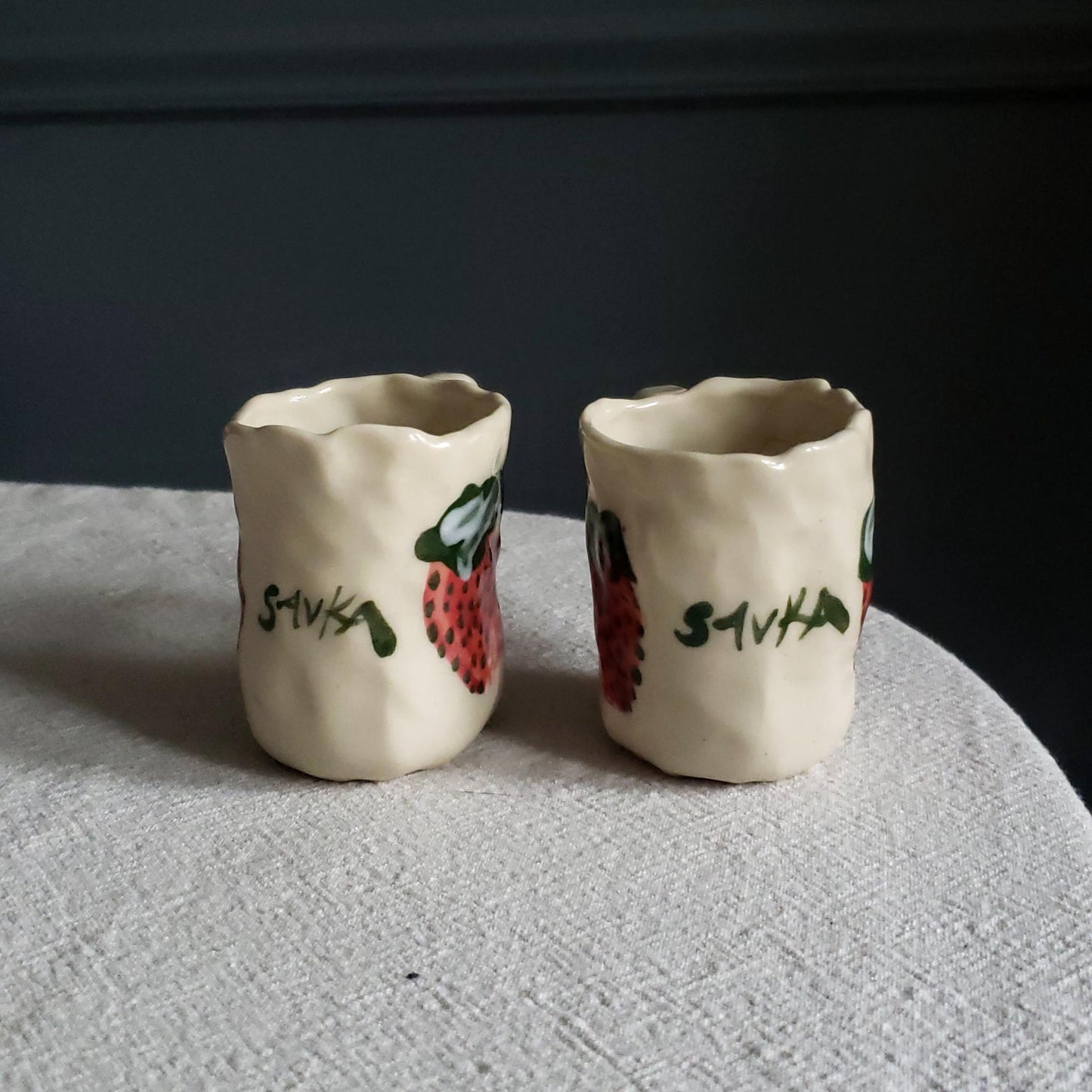2 oz. Coil-built Espresso Mug Set - Strawberry Portrait