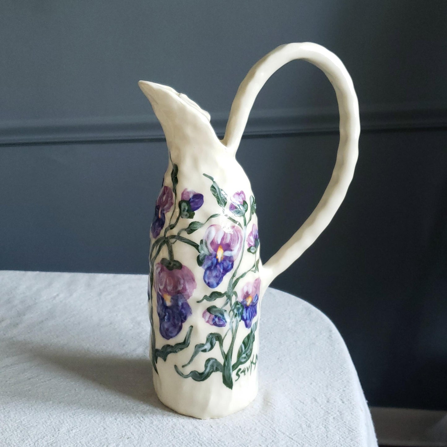 Coil-built Pitcher - Pansy Season