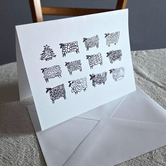 Blank Cream Card - Sheep Christmas Card