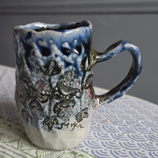 Coil-built Soda-Fired Mug - Strawberry Season ii