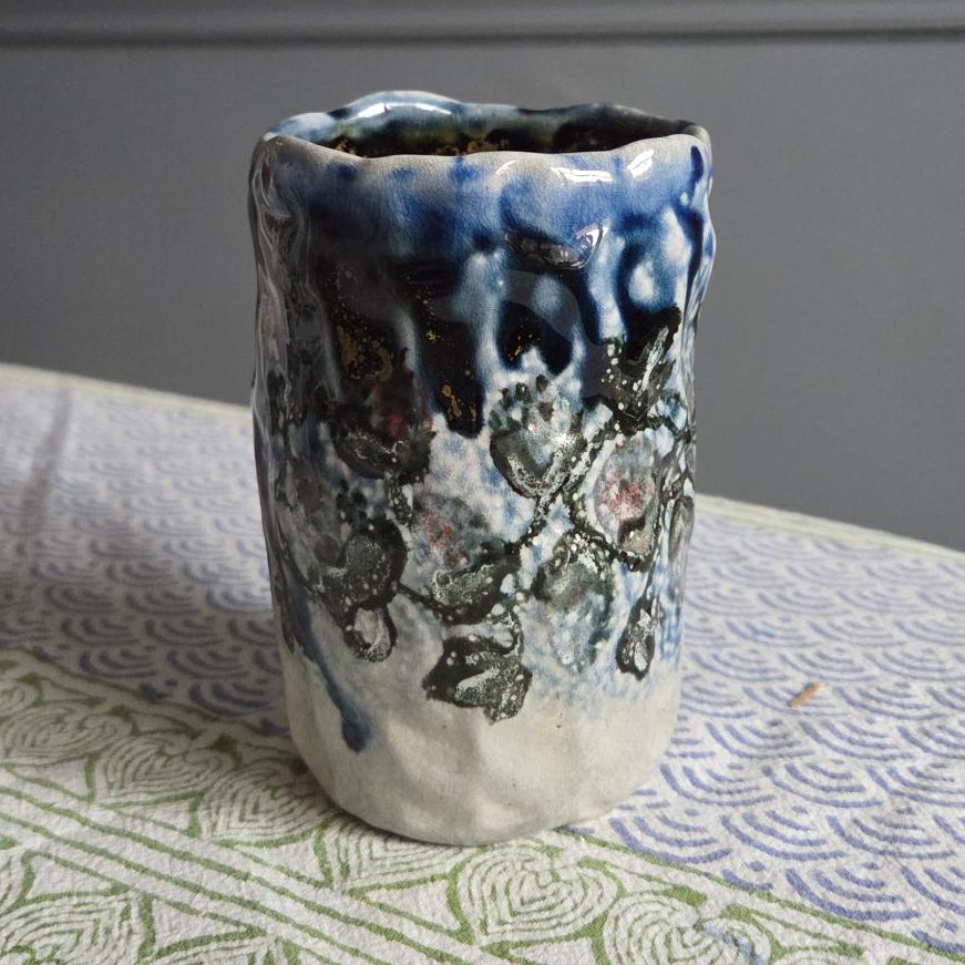 Coil-built Soda-Fired Mug - Strawberry Season ii