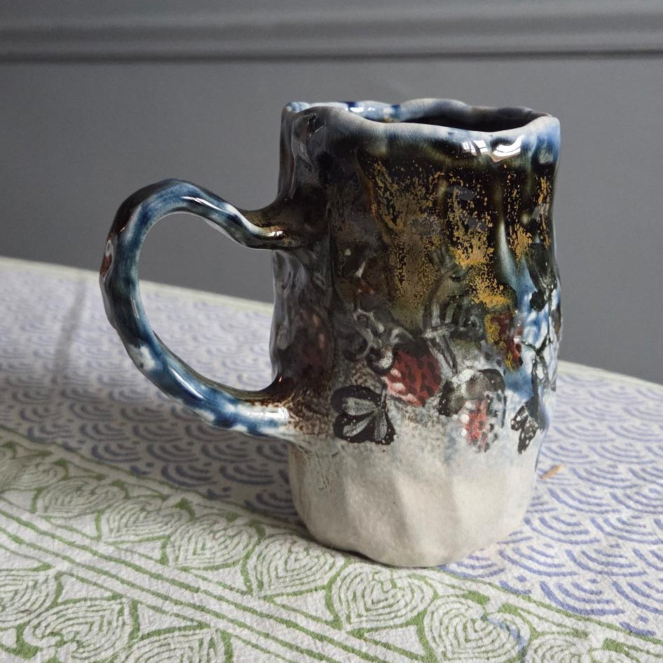 Coil-built Soda-Fired Mug - Strawberry Season ii