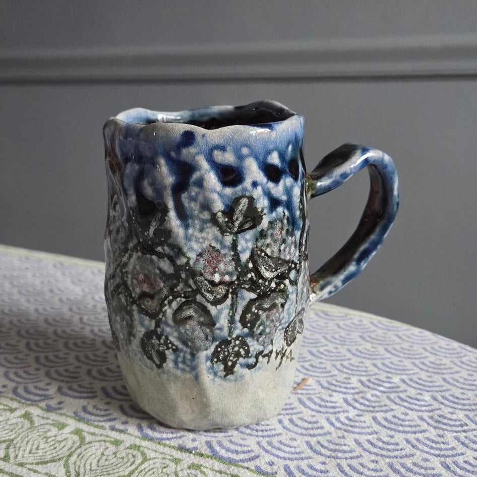 Coil-built Soda-Fired Mug - Strawberry Season ii