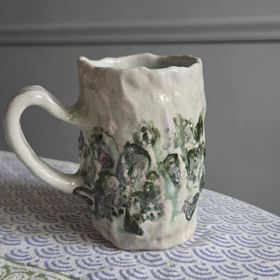 Coil-built Soda-Fired Mug - Strawberry Season v