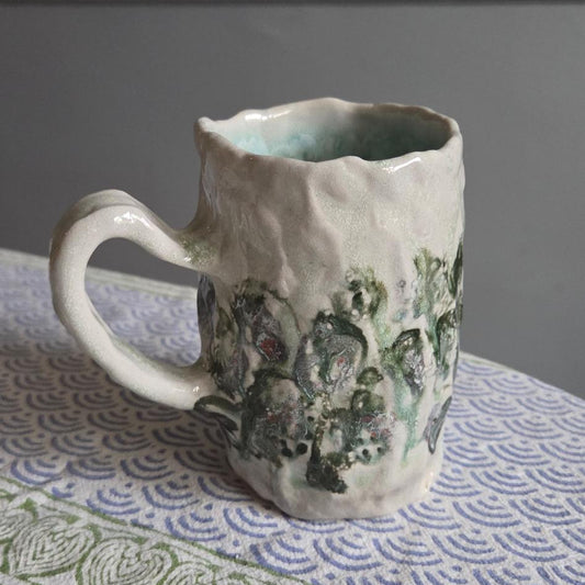 Coil-built Soda-Fired Mug - Strawberry Season v