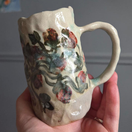 Coil-built Soda-Fired Mug - Strawberry Season iv