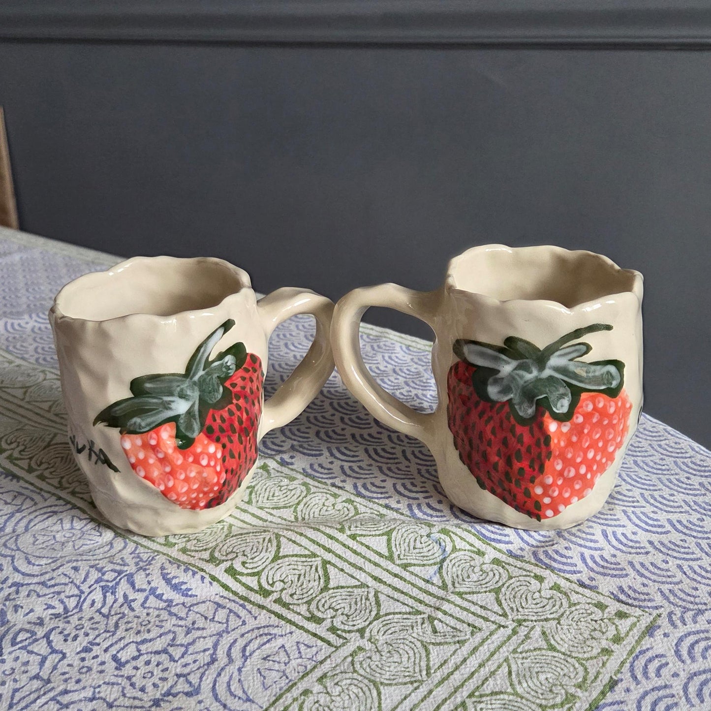 Coil-built Mugs - Strawberry Portrait