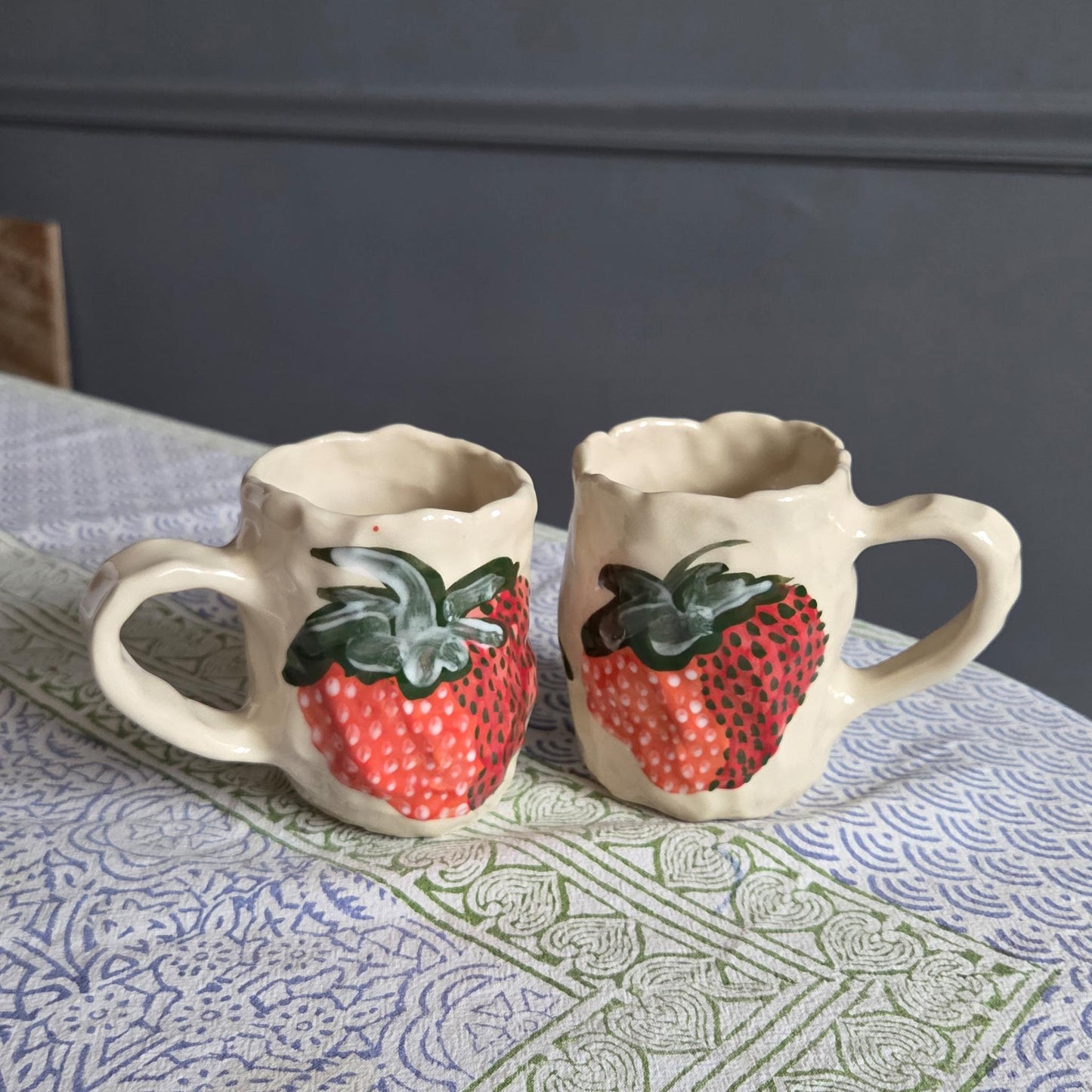 Coil-built Mugs - Strawberry Portrait