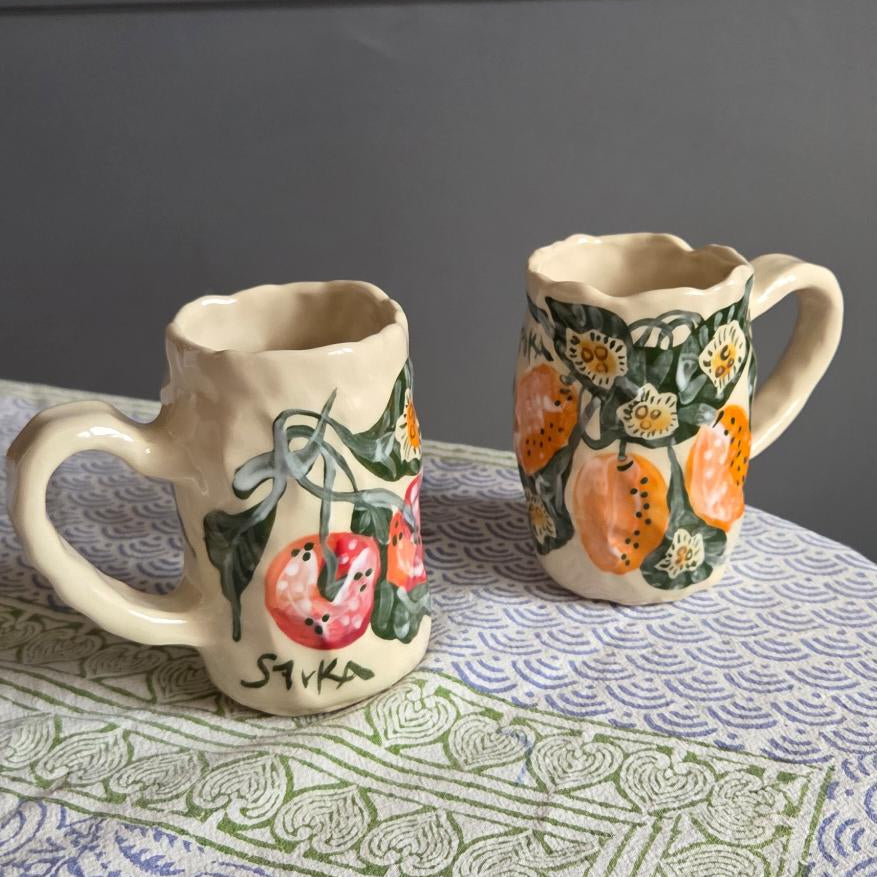 Coil-built Mug - Cherry and Clementine Season