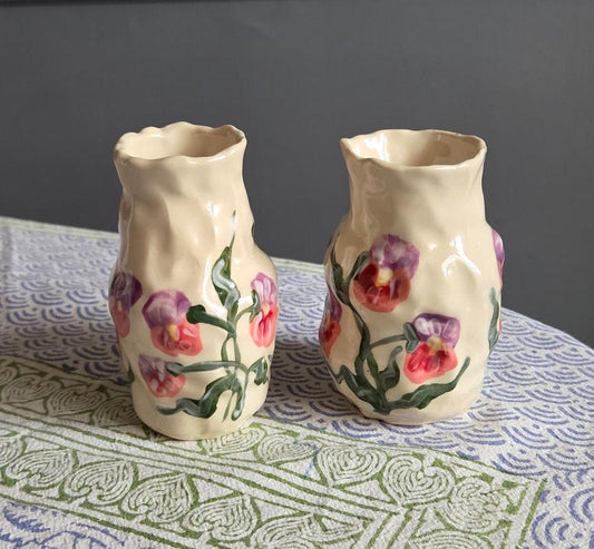 Coil Built Bud Vase - Pink Pansy Season
