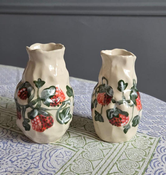 Coil Built Bud Vases - Strawberry Season