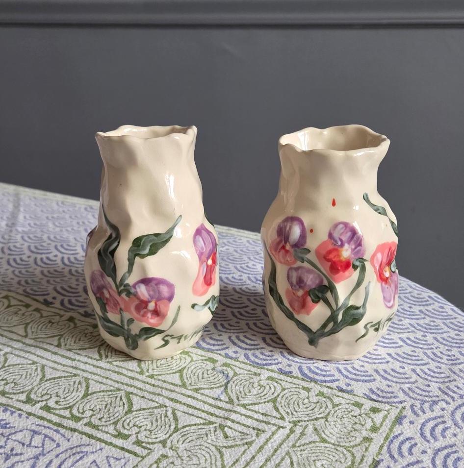 Coil Built Bud Vase - Pink Pansy Season