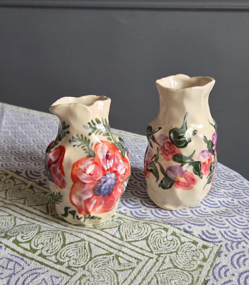 Coil Built Bud Vase - Strawberry / Poppy Season