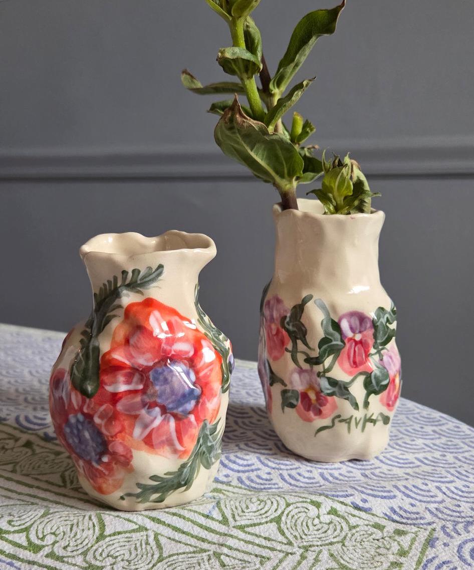 Coil Built Bud Vase - Strawberry / Poppy Season