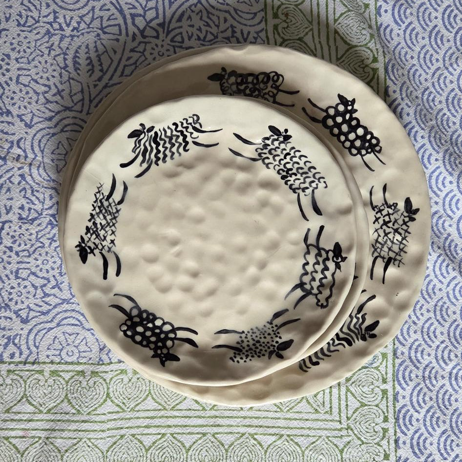 Stackable 6.5" Plate - Set of 2 - Prancing Sheep