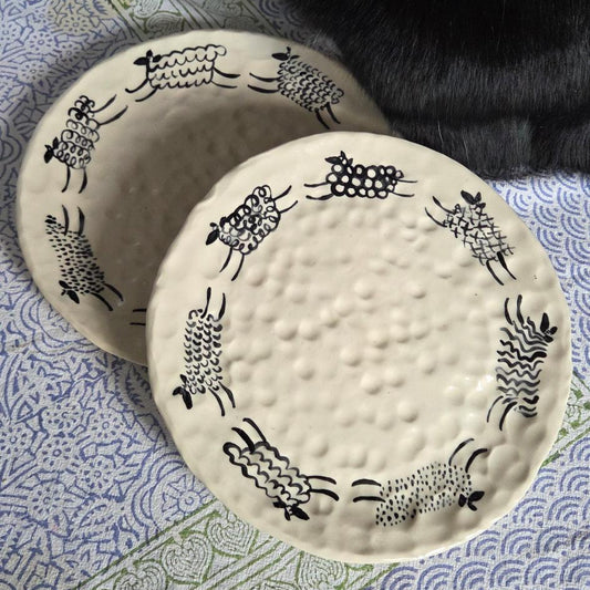 Stackable 8.5" Plate - Set of 2 - Prancing Sheep