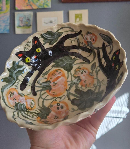 Wonky Bowl - Kitty Pumpkin Season