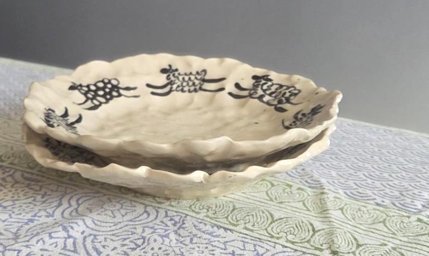 Handbuilt Dish - Set of 2 - Prancing Sheep
