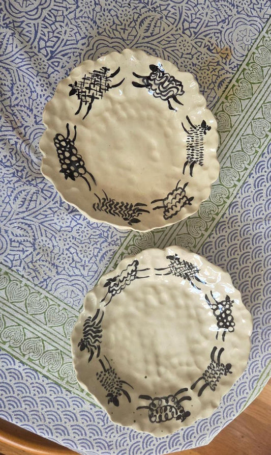 Handbuilt Dish - Set of 2 - Prancing Sheep
