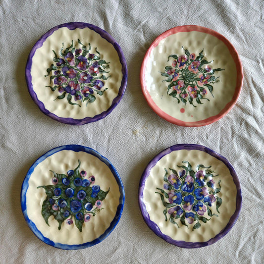 Stackable 6.5" Plate(s) - Pansies & Blueberries