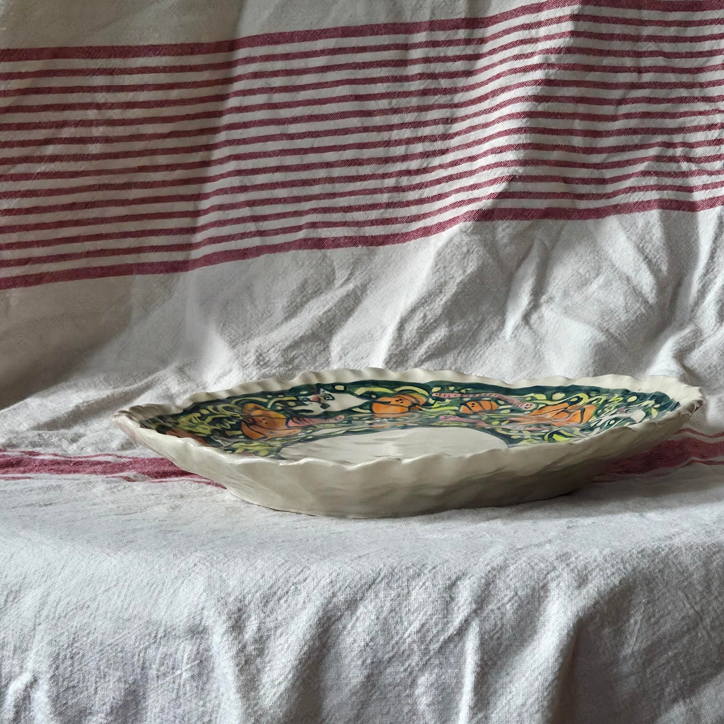 Large Handbuilt Platter - KITTY MOUSE GHOST PUMPKIN PATCH - SECONDSALE