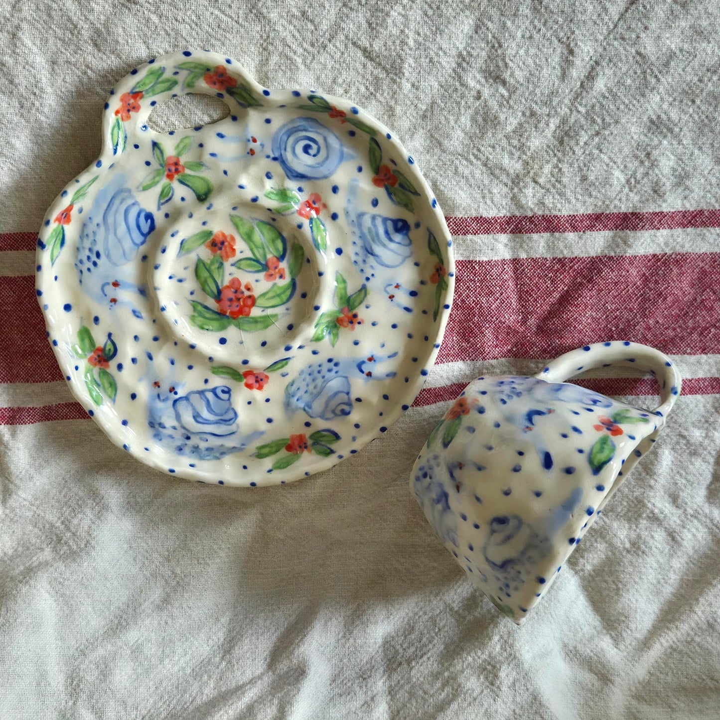 Teacup & Dish Set - Blue Snails Teacup & Dish - SECONDS SALE