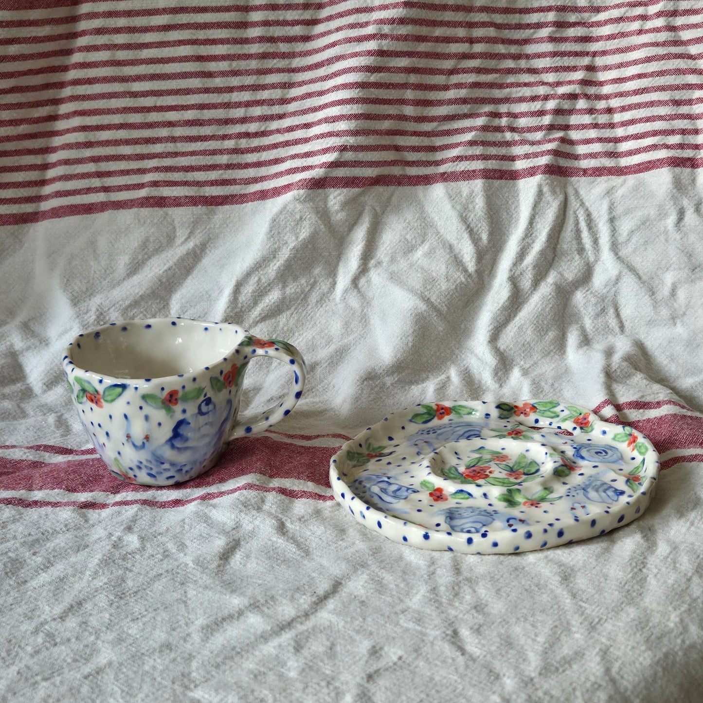 Teacup & Dish Set - Blue Snails Teacup & Dish - SECONDS SALE