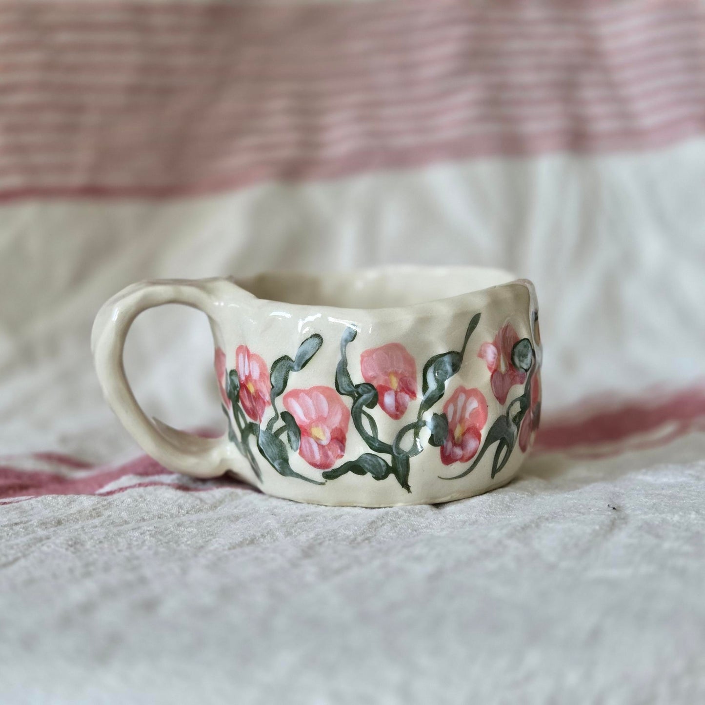 Short & Stout Mug - Pink Pansies