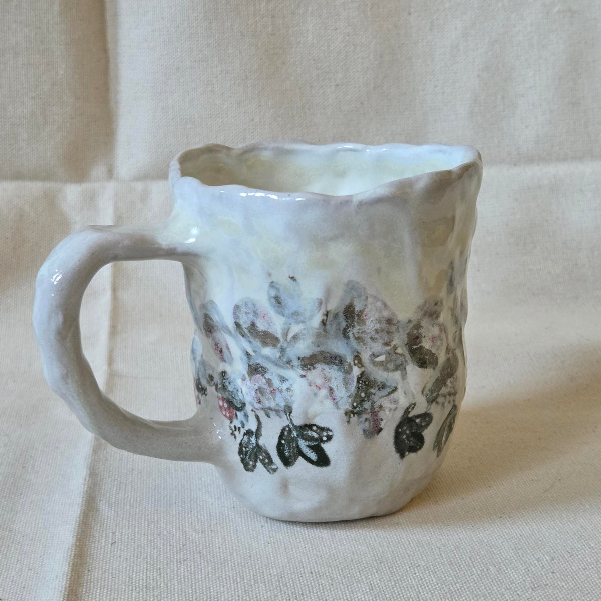 Coil-built Mug - Woodfired / Soda - Strawberry Season i