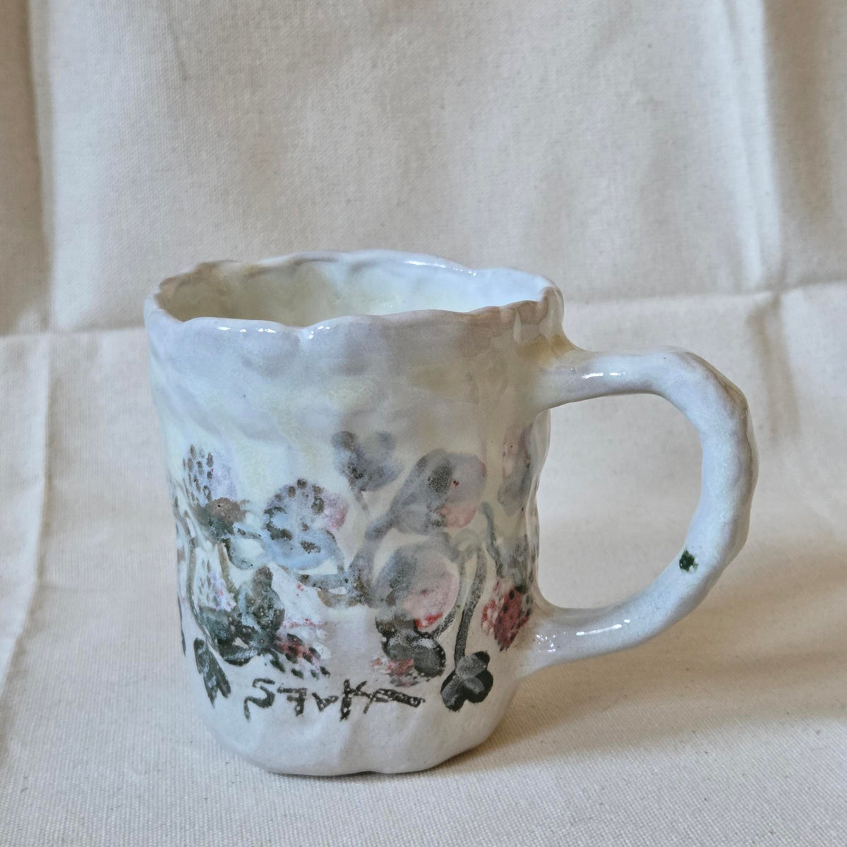 Coil-built Mug - Woodfired / Soda - Strawberry Season i