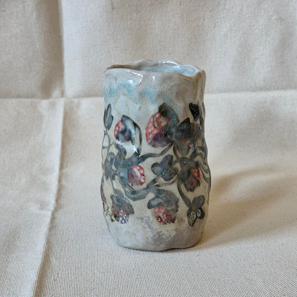 Coil-built Mug - Woodfired / Soda - Strawberry Season ii
