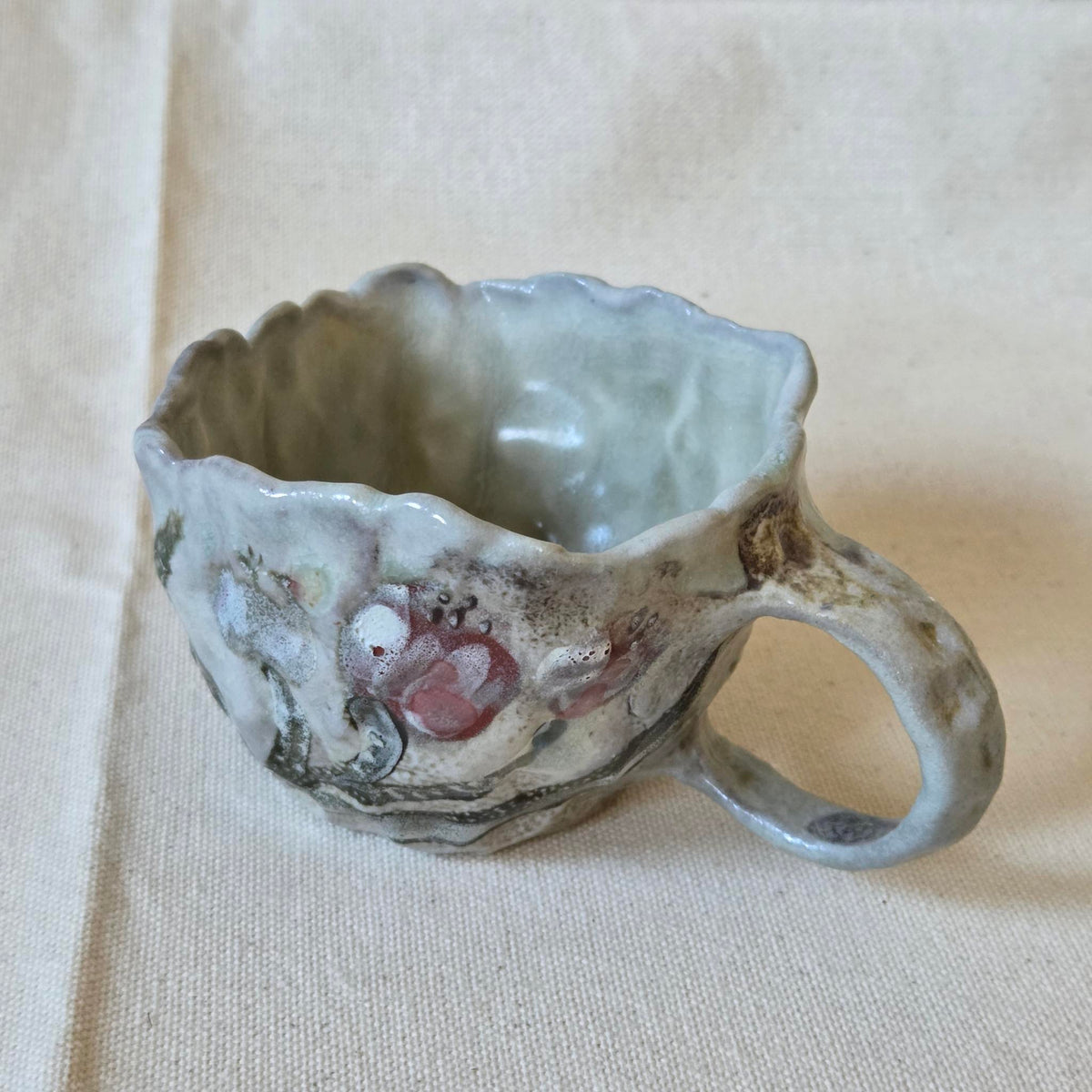 Coil-built Mug -  Woodfired / Soda - Tulip Teacup