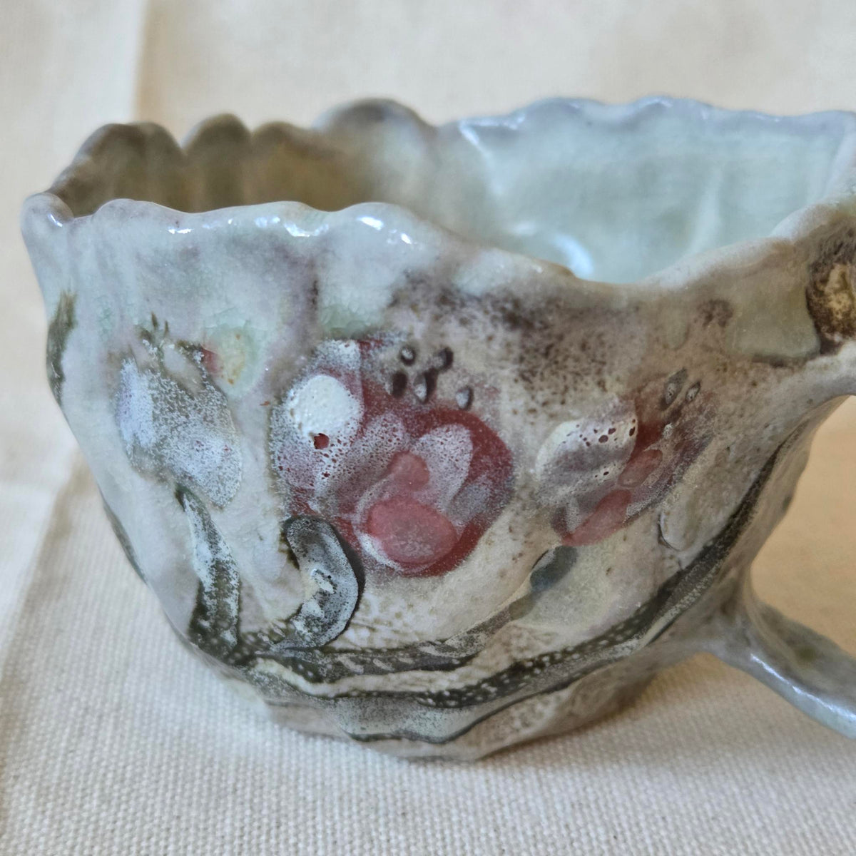 Coil-built Mug -  Woodfired / Soda - Tulip Teacup