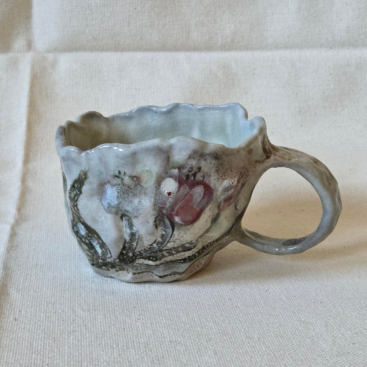 Coil-built Mug -  Woodfired / Soda - Tulip Teacup