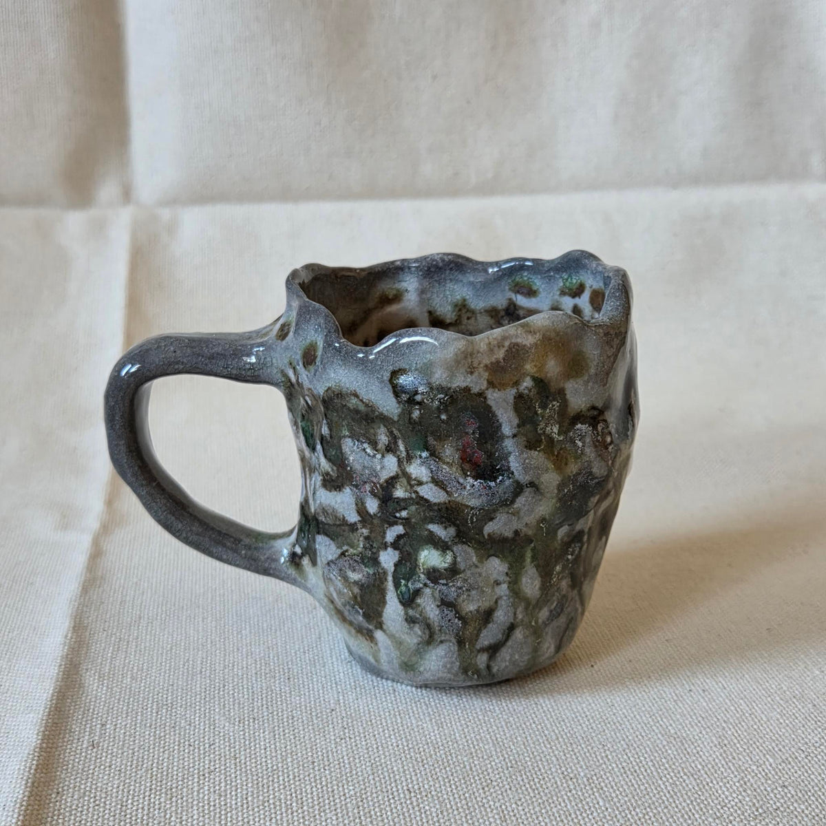 Coil-built Mug - Woodfired / Soda - Strawberry Season v
